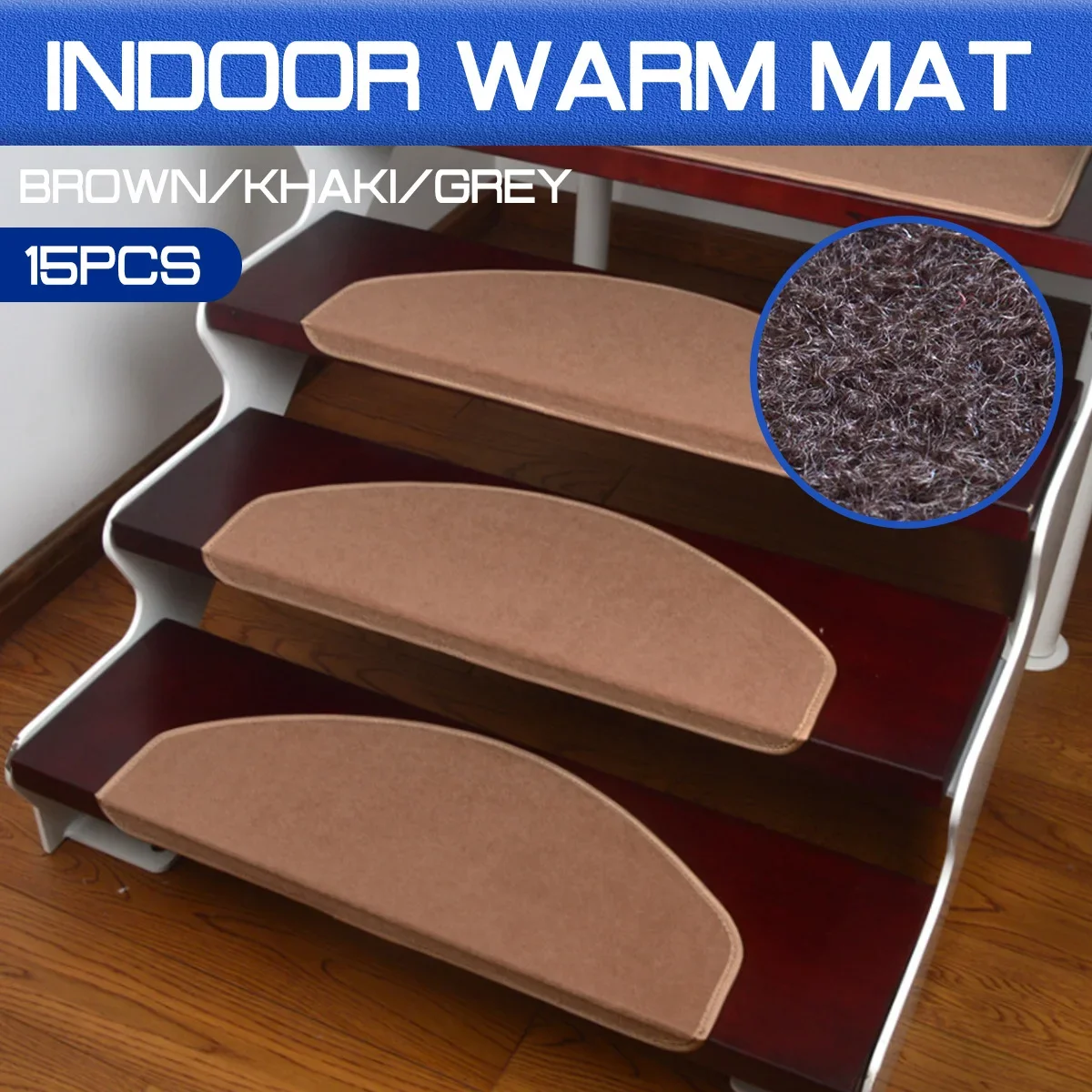 계단 트레드 카펫 매트, 자체 접착 계단 매트, 미끄럼 방지 스텝 러그, 안전 음소거 바닥 매트, 실내 따뜻한 패드, 15 개, 55x21 