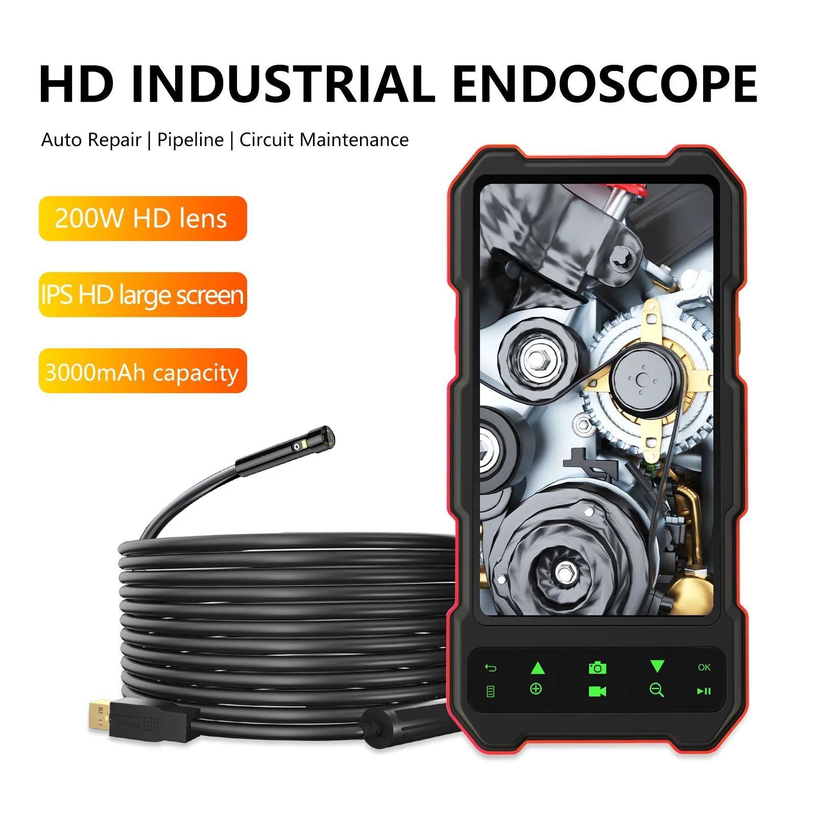 4.5Inch 7.9mm 2MP 1080P Dual Lens Endoscope Side-View&Front View  CMOS Borescope Inspection Digital Microscope Camera Otoscope 4 3 inch screen dual lens endoscope wireless wifi microscope inspection borescope camera 3in1 usb otoscope