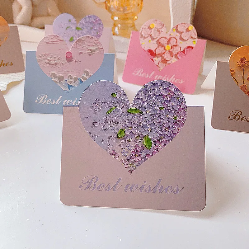 10pcs Heart Greeting Card Teachers Gift Card Wedding Birthday Romantic Invitations Wishing Postcard Почтовые Открытки