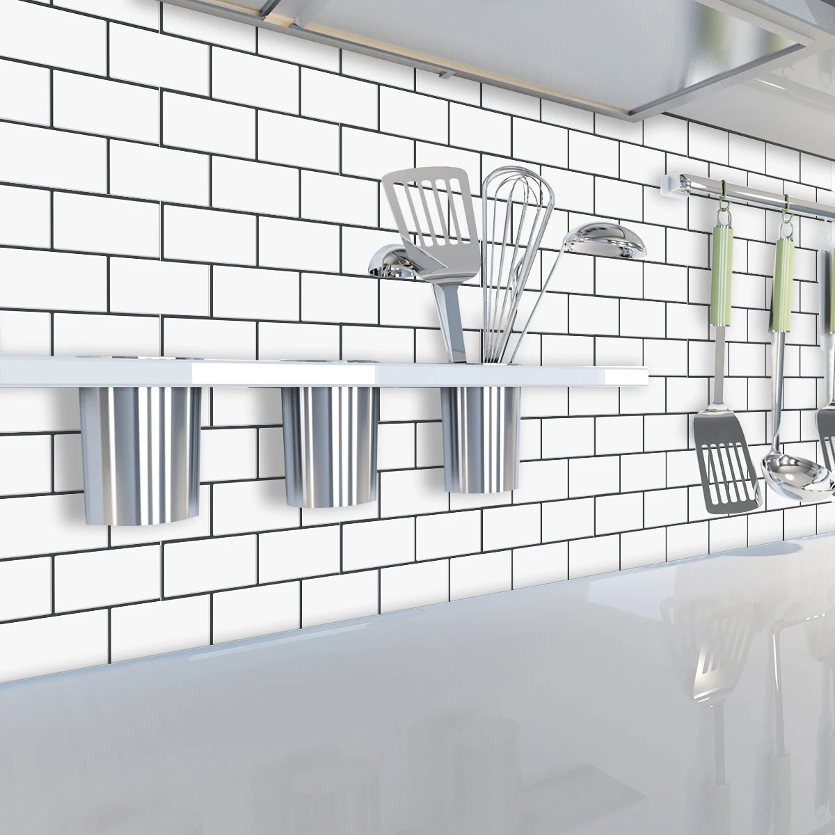 Piastrelle Adesive Da Parete Metropolitana - 10 Fogli Effetto 3D Per Cucina E Bagno, Nero, Autoadesive Spesse E Facili Da Installare