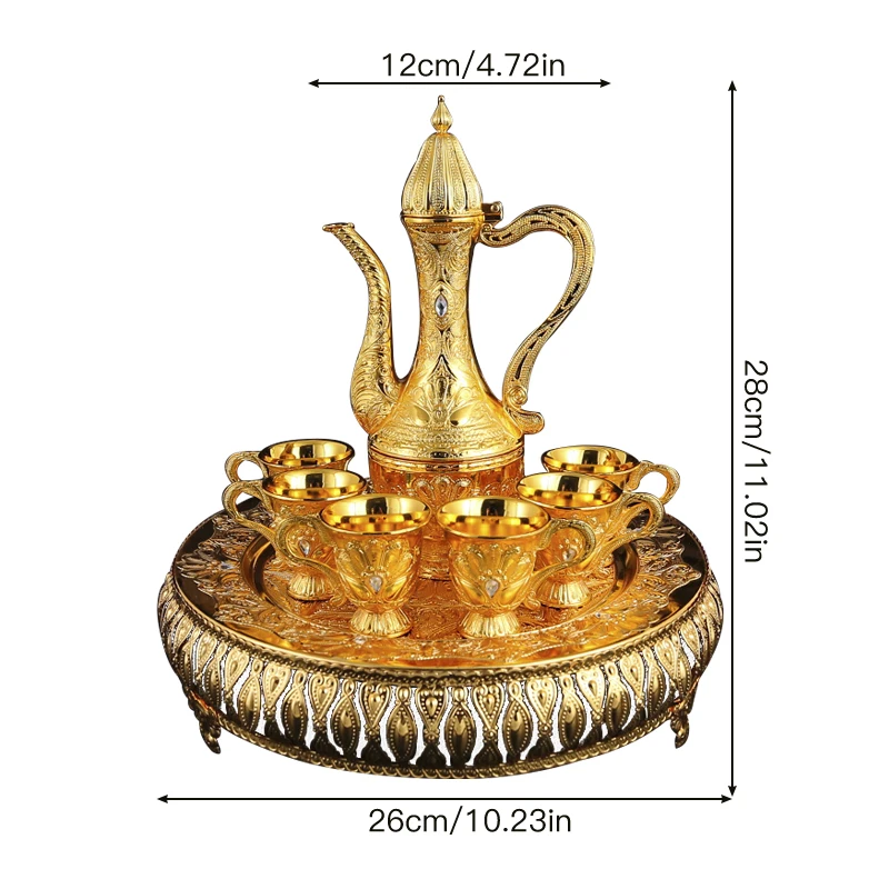 1 metal wine set 1 tray 6 shot glasses wine pot combination for banquets home decoration parties