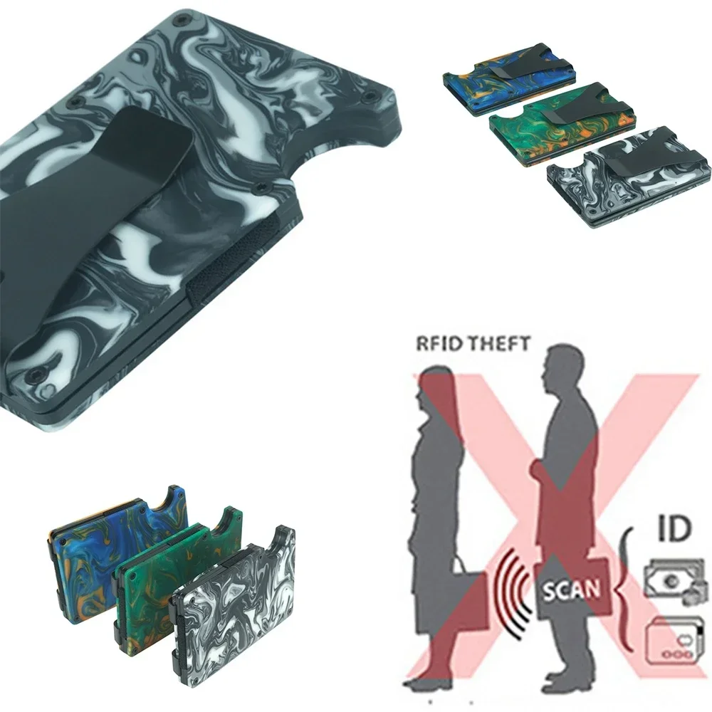 남성용 미니멀리스트 슬림 지갑, 머니 클립, RFID 차단 금속 신용카드 홀더, 카드 케이스 - 컴팩트 오거나이저