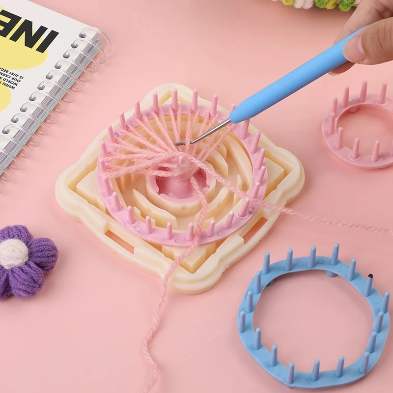 KRABALL Yarn Knitting Loom Flower Daisy Tools Yarn Weave Pattern Maker Set DIY Craft Tool Stitching Manual Machine