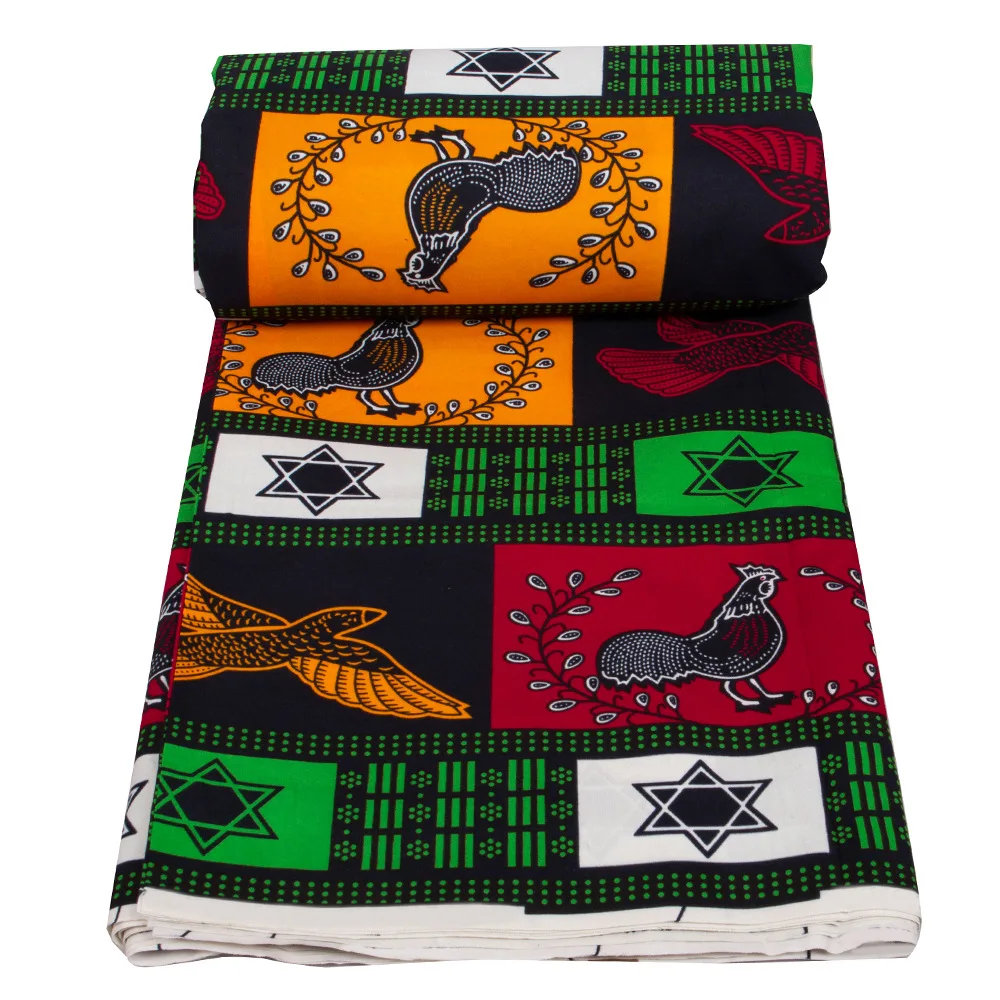 

6 ярдов, африканская восковая ткань из Анкары, геометрический узор, 100% полиэфирная ткань для шитья восковых принтов, ткань для женского стандартного платья