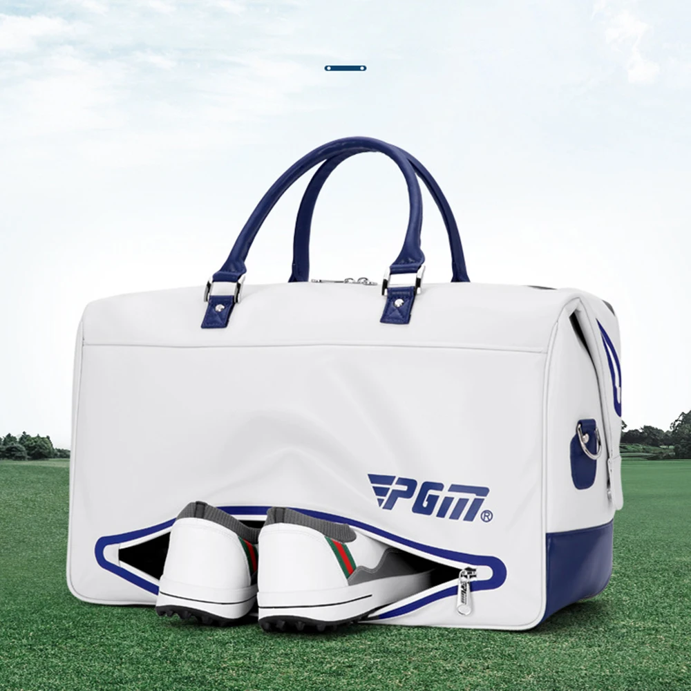 

PGM Men Golf Clothing Bag Waterproof PU Ball Bag Large Capacity Clothes Golf Shoes Bag Travelling Storage Handbag YWB038