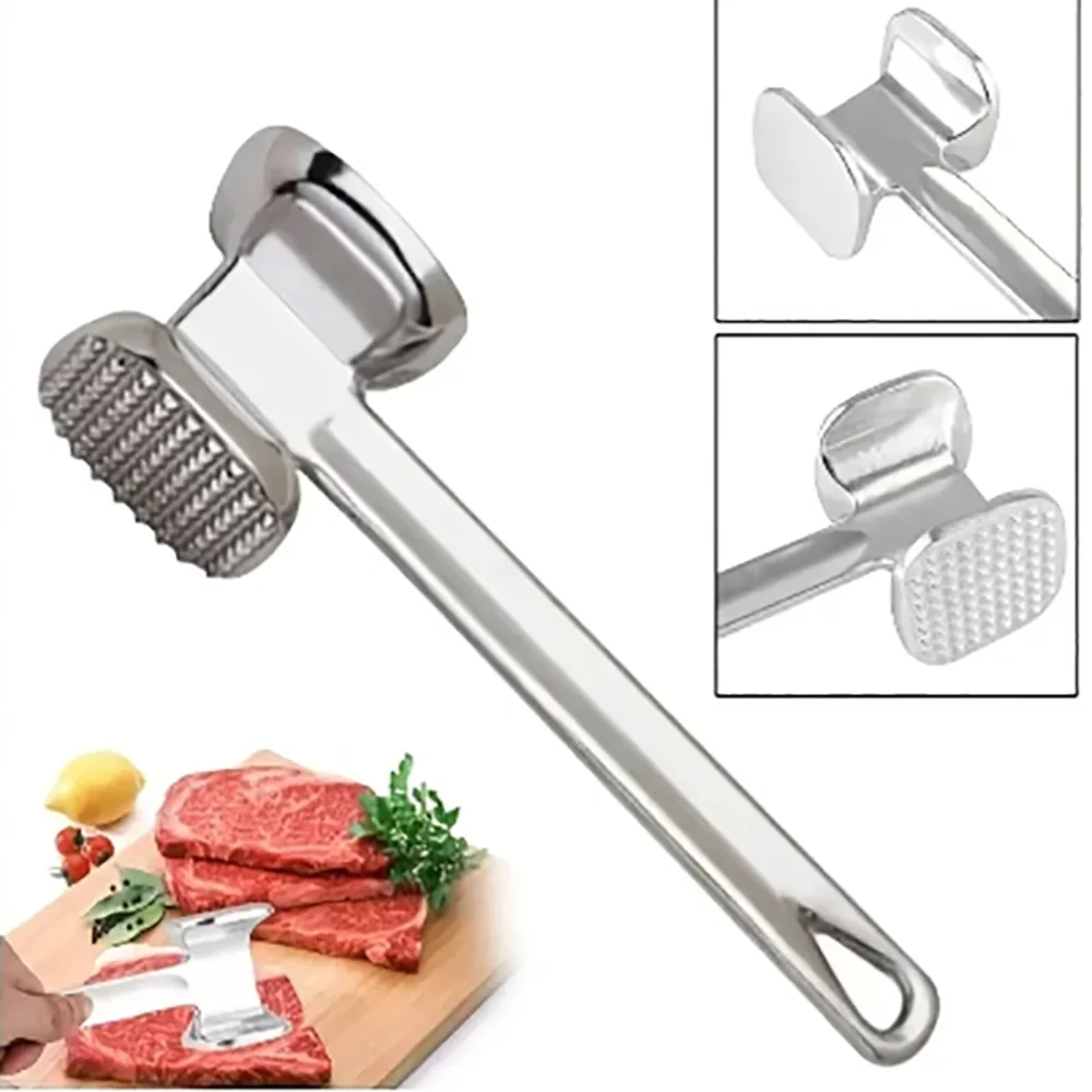 Meat Tenderizer Hammer 19cm Household Aluminum Alloy Steak Metal Mallet Kitchen Tool Heavy Duty Double-Sided Tenderizer