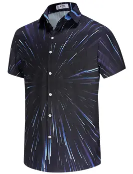 KYKU Men's Casual Button-Down Shirts Hawaiian Shirt Short Sleeve Beach Clothes with Pockets 4