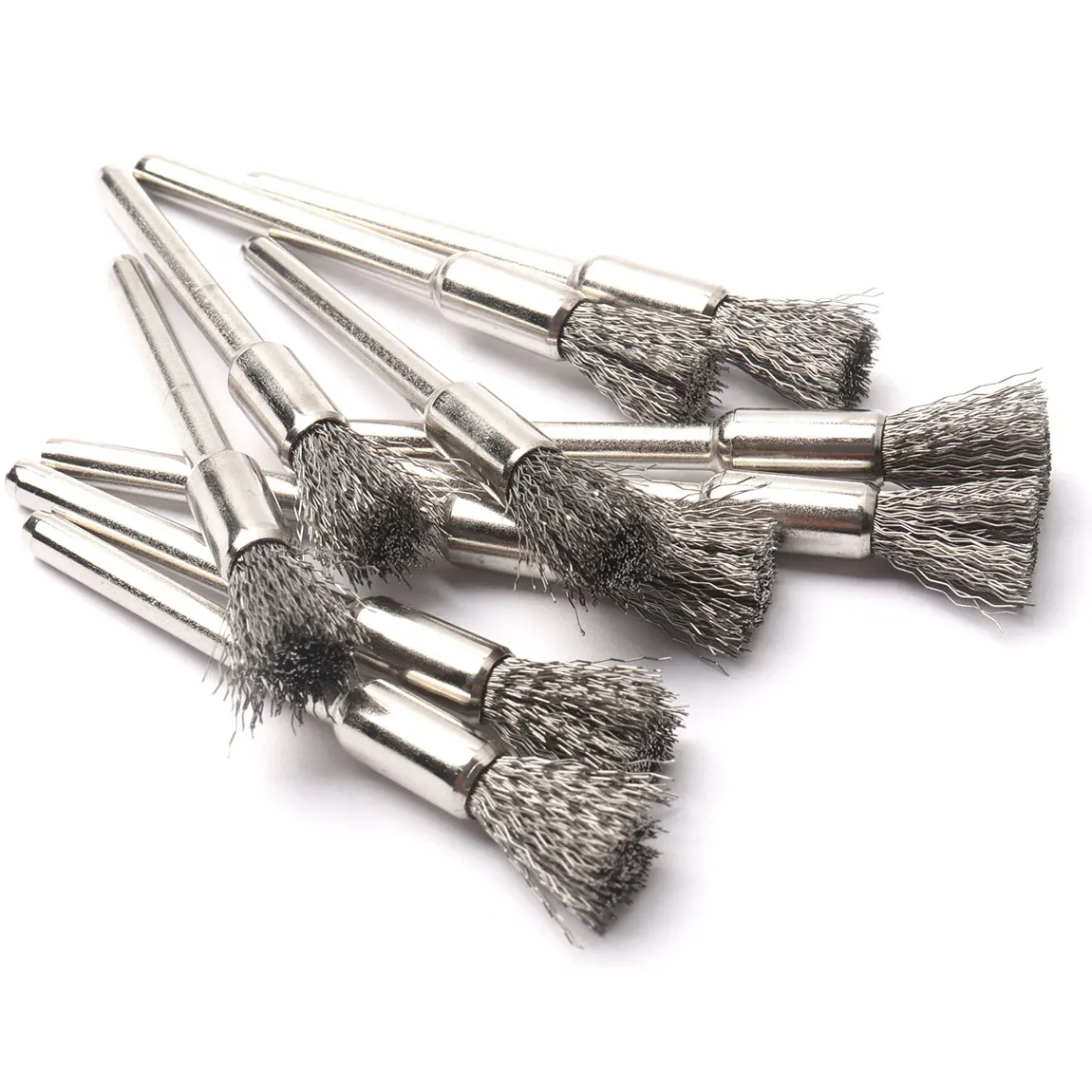 20Pcs 스틸 와이어 브러쉬 dremel 액세서리 3mm 생크 연마 브러시 미니 버 브러시 휠 용 dremel 도구