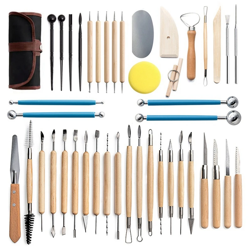 

DIY Art Clay Pottery Tool Set Crafts Clay Sculpting Tool Kit Pottery & Ceramics Wooden Handle Modeling Clay Tools