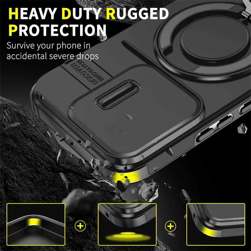 Enhanced Armor Case with Ring Holder and Lens Protection