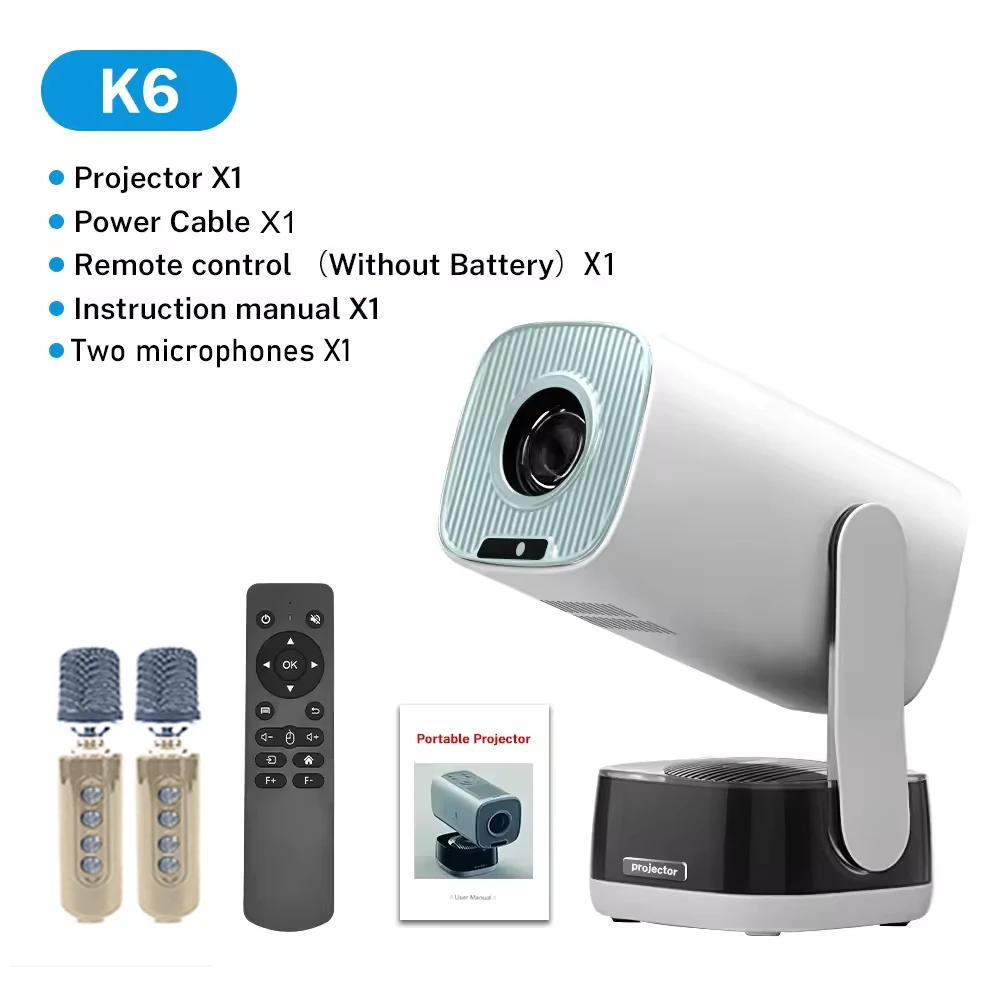 Yeni Akıllı K6 Projektör Yuntai Taşınabilir 1080P4K Ev Sineması Ofis Projektörü Kablosuz Bluetooth K Şarkı Projektörü