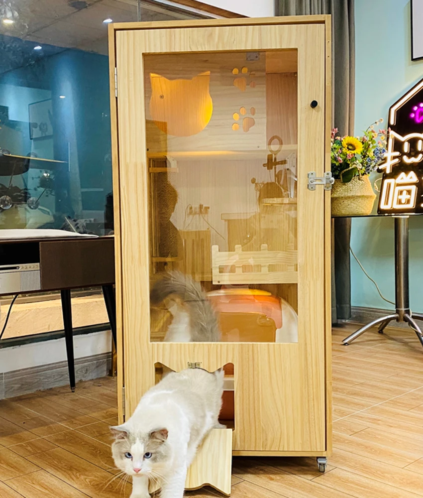 Cat Villa Solid Wood Large Cat Cage Cat House Cat House Cat Apartment Cat Bed Cat Display Cabinet Free Access