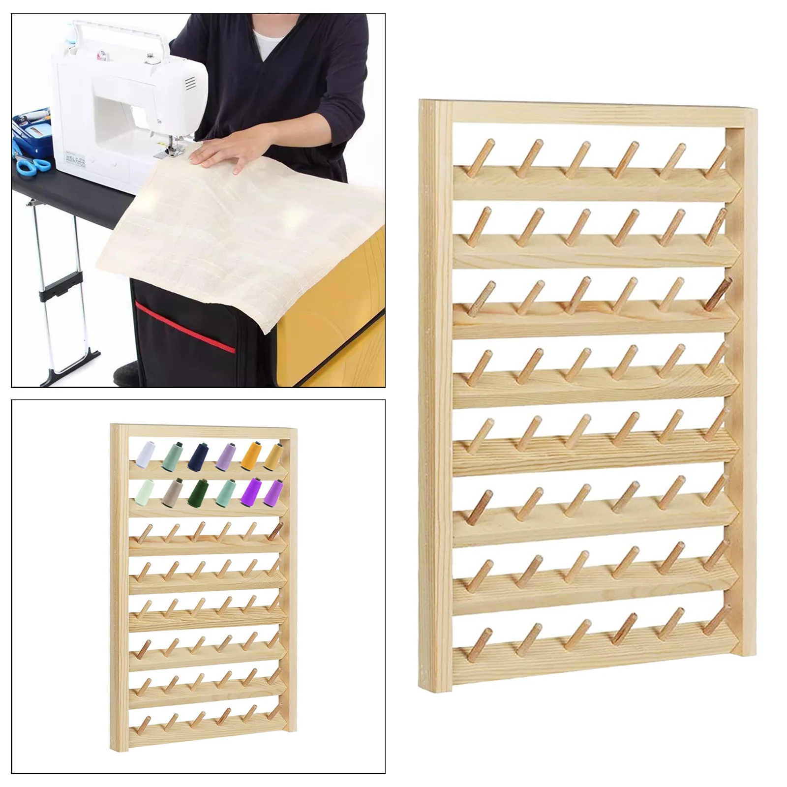 63-Spool Thread Rack, Wooden Thread Holder Sewing Organizer for Sewing,  Quilting, Embroidery, Hair-braiding - AliExpress