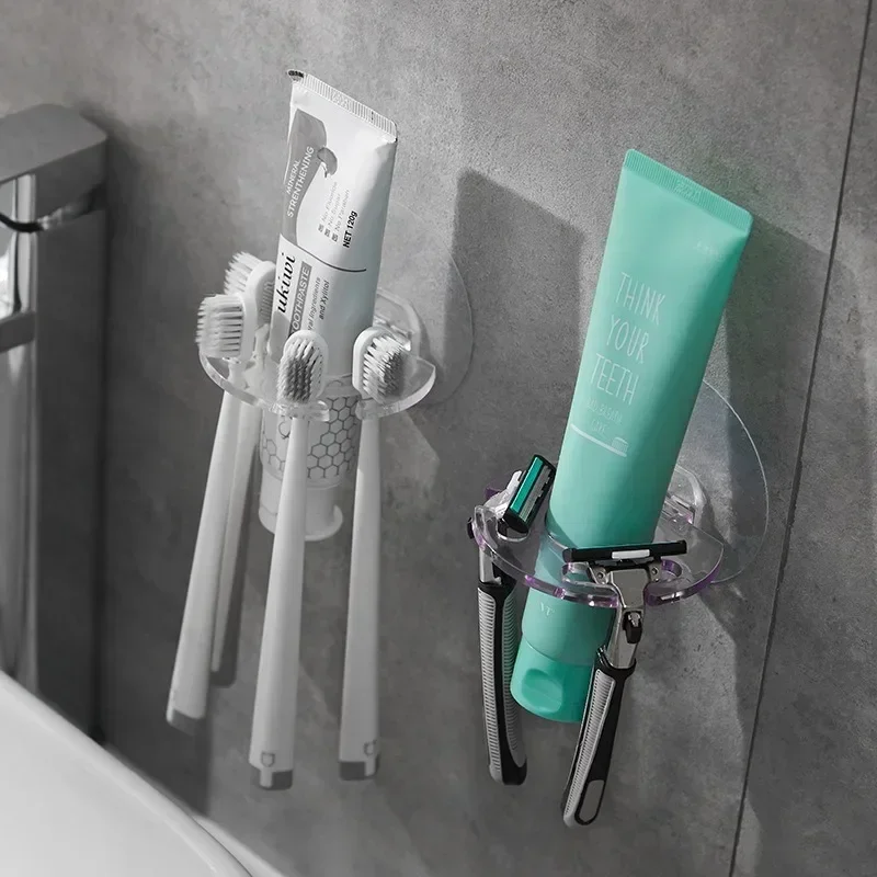 Self-adhesive Toothbrush Holder Razor Storage Holder Wall Mount Dispenser Storage Squeezer Hanger Hook Bathroom Accessories toothpaste squeezer toothbrush holder wall mounted storage hook
