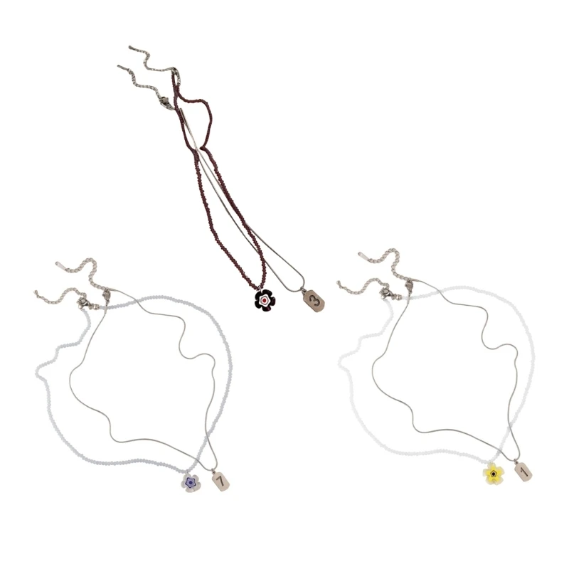 

Штабелируемое ожерелье из бисера с цветком, кулон-колье с цветком, бусины, материал для вечеринки, повседневные украшения для