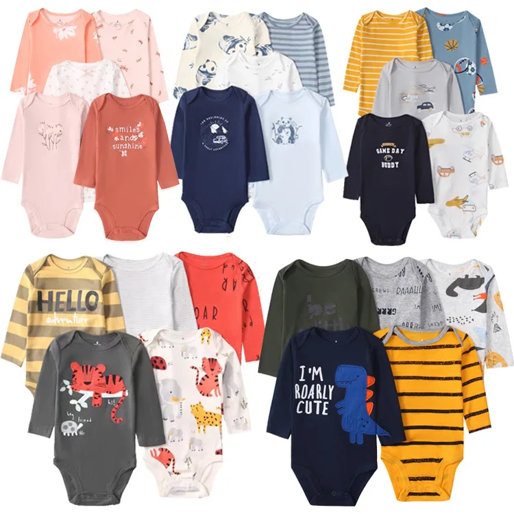 5PCS/set Fashion Baby Boys Clothes Cotton Soft Long Sleeve Autumn Boy Girls Bodysuit Newborn Toddler Body 3