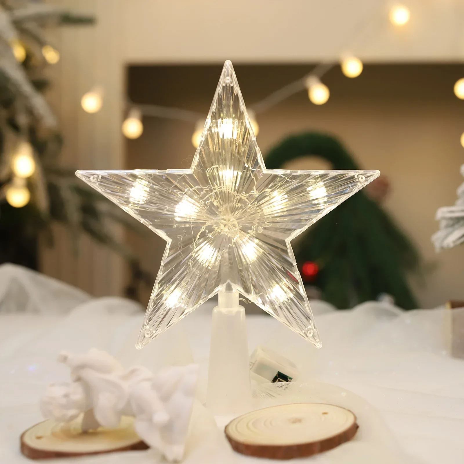 thumbnail image 1 of Adornos para árbol de Navidad, estrellas superiores, lámpara de luz LED, decoraciones navideñas para el hogar, árboles de Navidad, Año Nuevo 2025, Navidad Natal Noel, 1 of 5