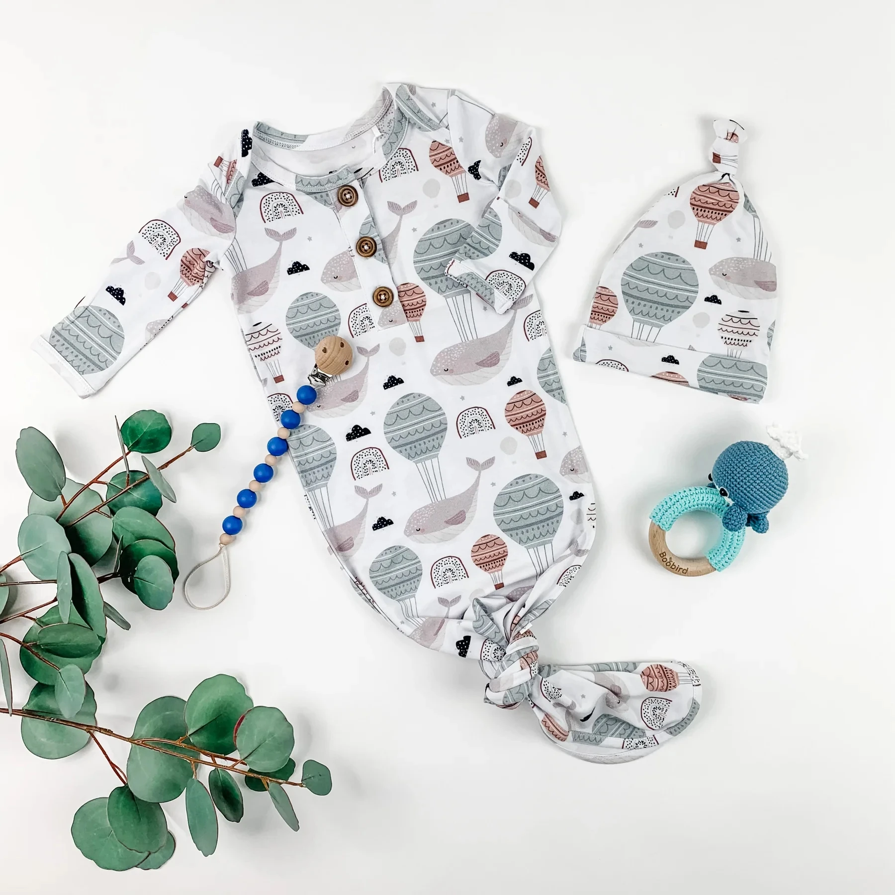Newborn Infant Baby Sleeper 95% Bamboo 5% Spandex Comfortable Soft Newborn Knotted Gowns