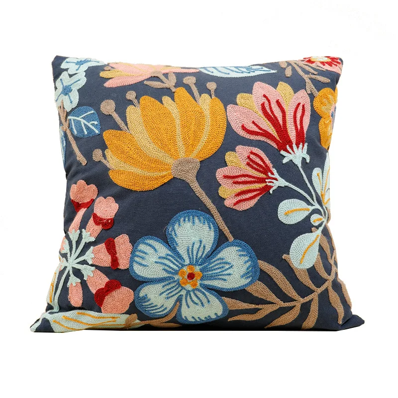 Sofa Home Decor Cushion Cover Canvas Towel Embroidered Floral Pillow Cover Rustic  Throw Pillow Covers Living Room Decorative - AliExpress