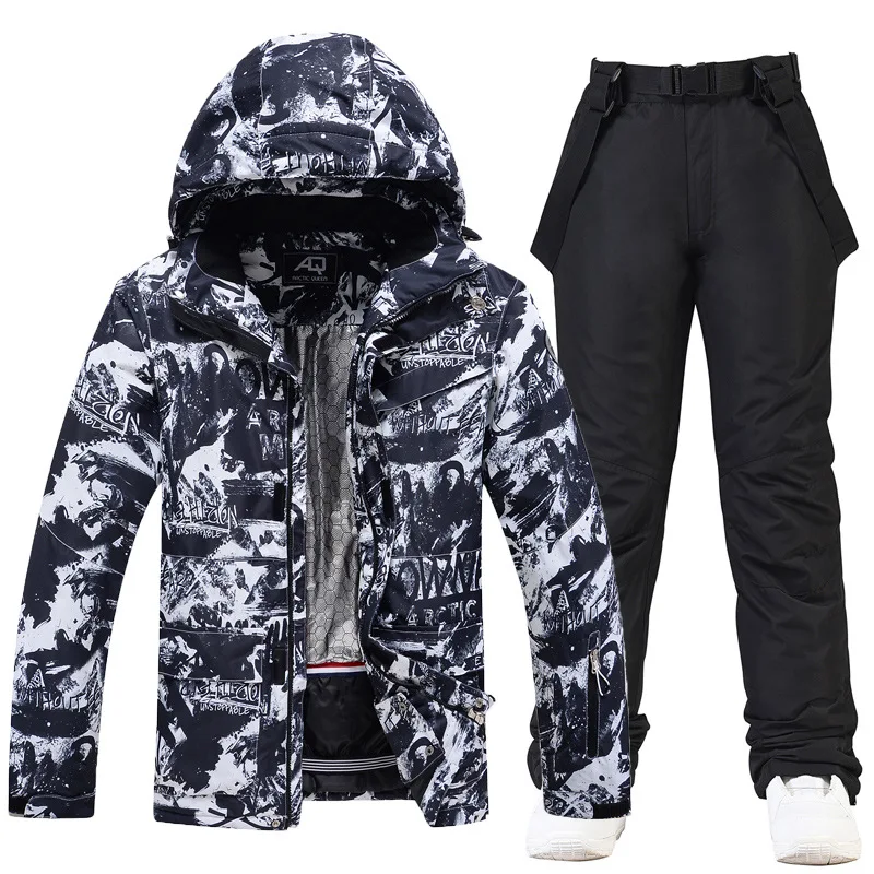 2022 New Fashion Snowboard Suit Men Wear -30 Warm Skiing Clothing Sets 10k Waterproof Outdoor Winter Costume Snow Jacket Male
