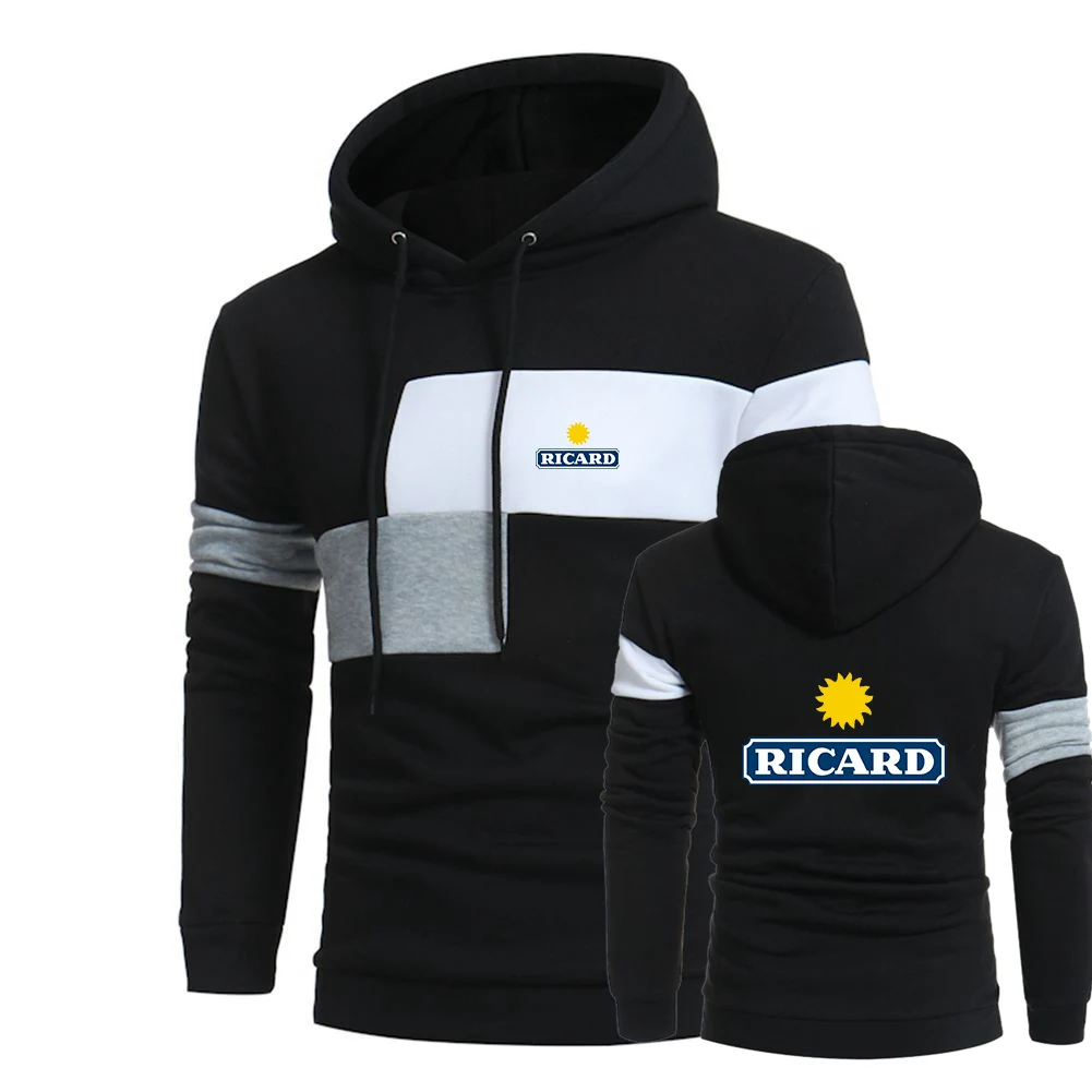 

2023 New Men's Printing RICARD Fashion Spring Autumn Hoodies Tracksuit Casual Slim Pullover Splicing Cotton High Quality Tops