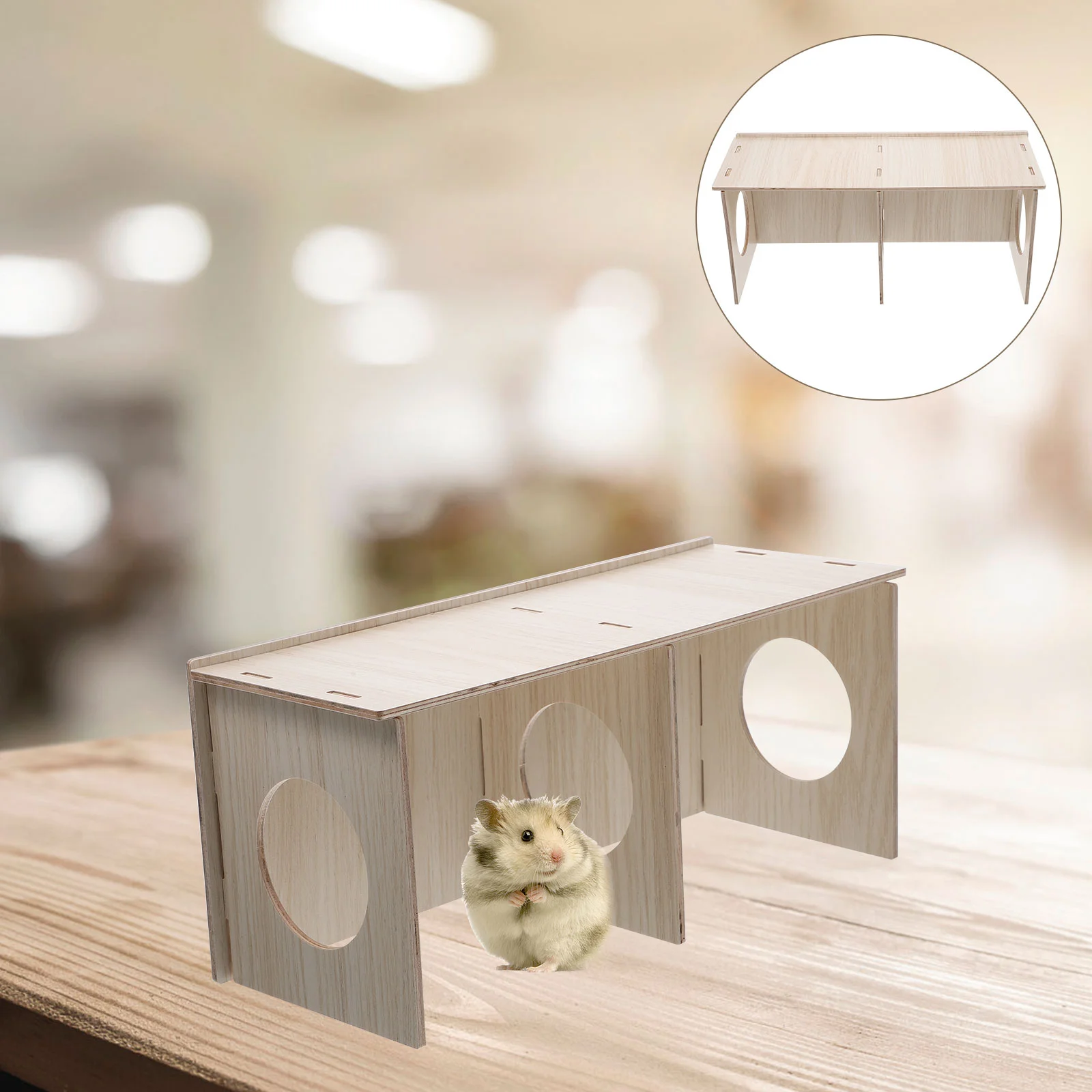 

Wood Hideout Woodencabin Maze Cage Hidepets Toys Hamster House Guinea Toy Animal Place Hiding Hideouts Platform Decor Enrichment