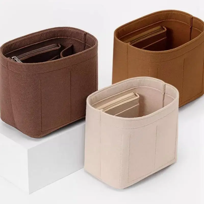 Durable Storage Bags Insert Portable Felt Linner Bag Multi-Pocket Travel Bags Felt Organizer Bag In Bag Mini Pocket