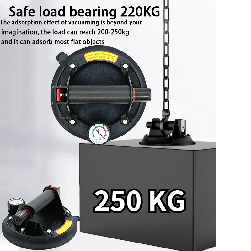 Vacuum Suction Cup 8 Inch 250kg Pressure Gauge Plastic Handle Heavy Duty Lifter for Granite Tile Glass Manual Lifting vacuum suction cup,vacuum sucker