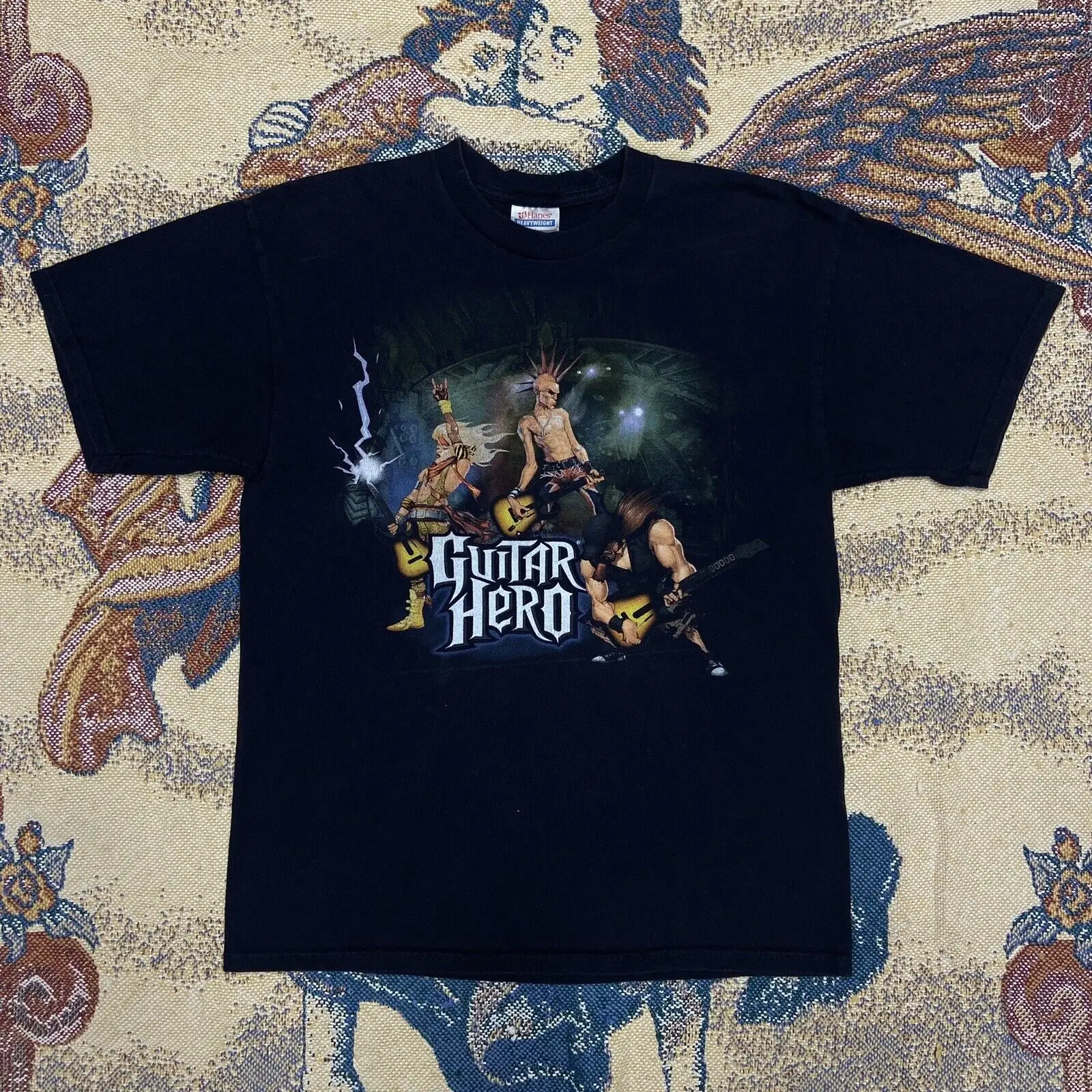 Maglietta Vintage Guitar Hero Nera S Maniche Lunghe O Corte