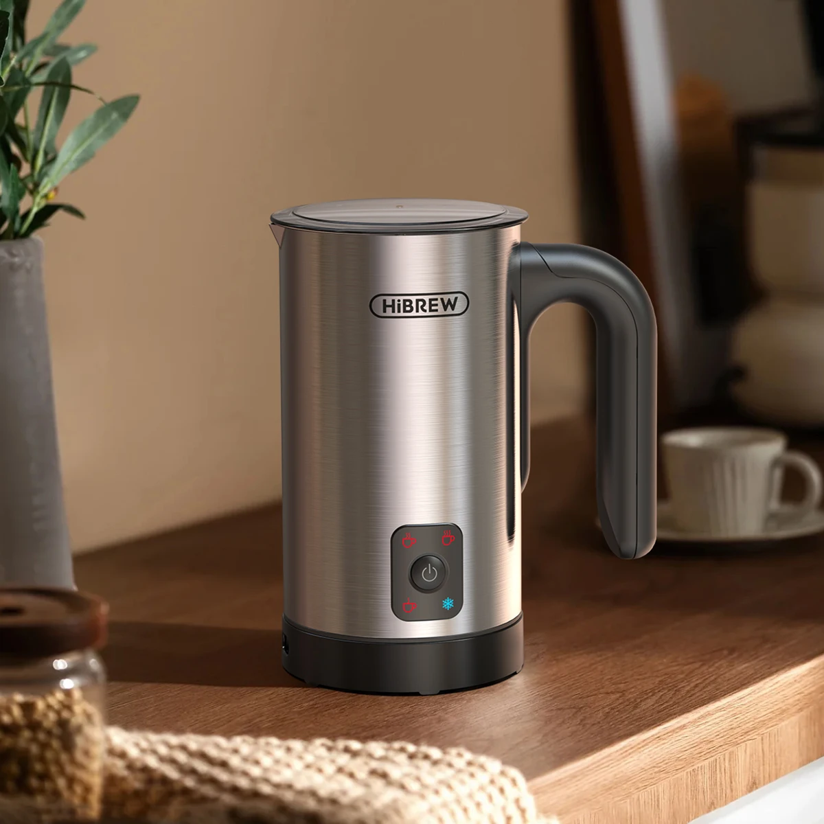 HiBREW 4 in 1 Milk Frother Frothing Foamer Fully automatic Milk Warmer Cold/Hot Latte Cappuccino Chocolate Protein powder M3A 4