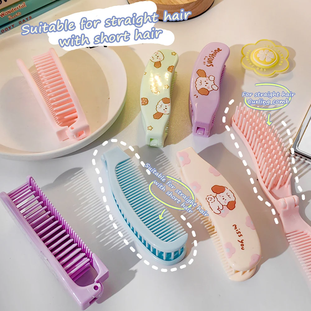 

Hair Accessories Cartoon Kids Girl Folding Comb Beauty Cute Cartoonish Foldable Portable Comfortable Hair Brush Styling Tool