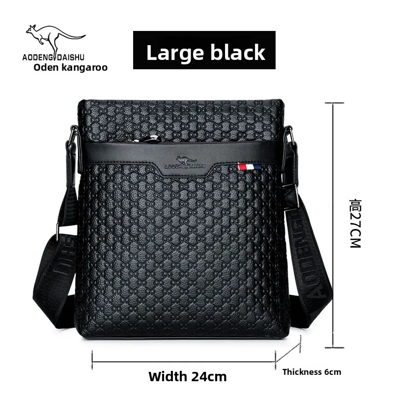 Men's Single Shoulder Crossbody Embossed Small Square Bag for Business Travel Large Capacity Backpack