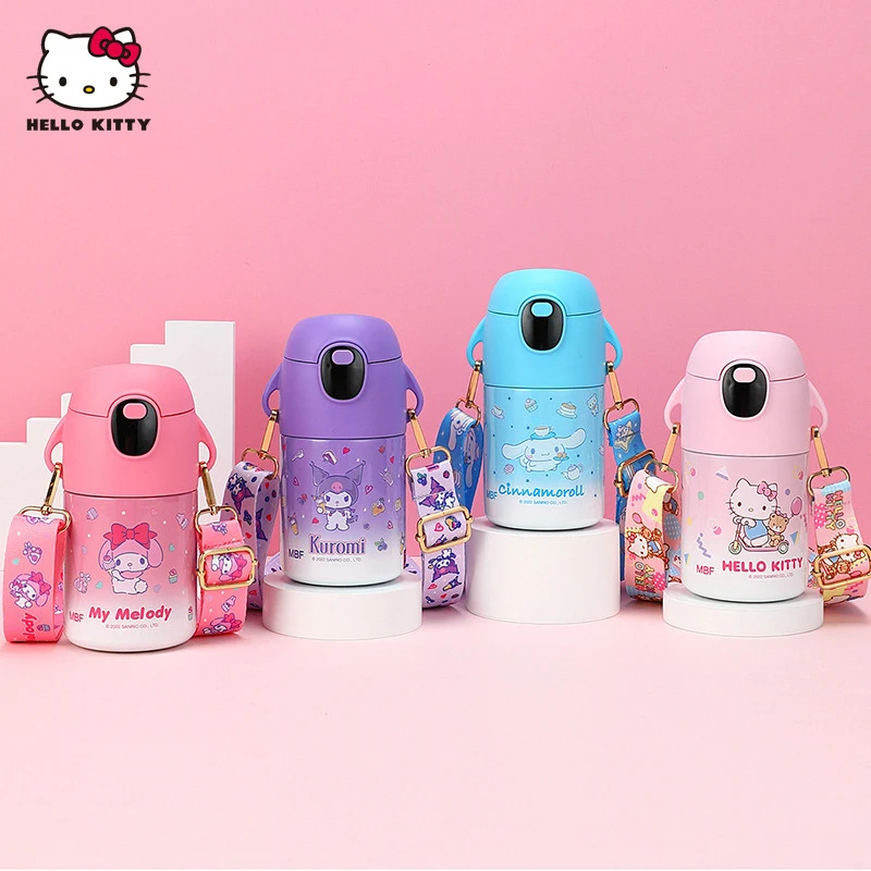 

480Ml Thermos Cup Kawaii Hello Kitty My Melody Cinnamoroll Temperature 316 Sus Straw High Capacity Portable Pupils Birthday Gift