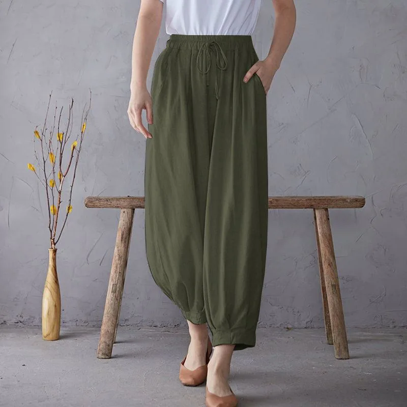 Women Cotton Linen Casual Pants