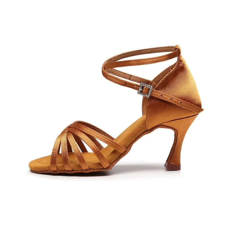 7.5/5.5CM Women Latin Dance Shoes Girls Ballroom Latin Dance Shoes Ladies Samba Dancing-Shoes Tango Performance Shoes Sandals