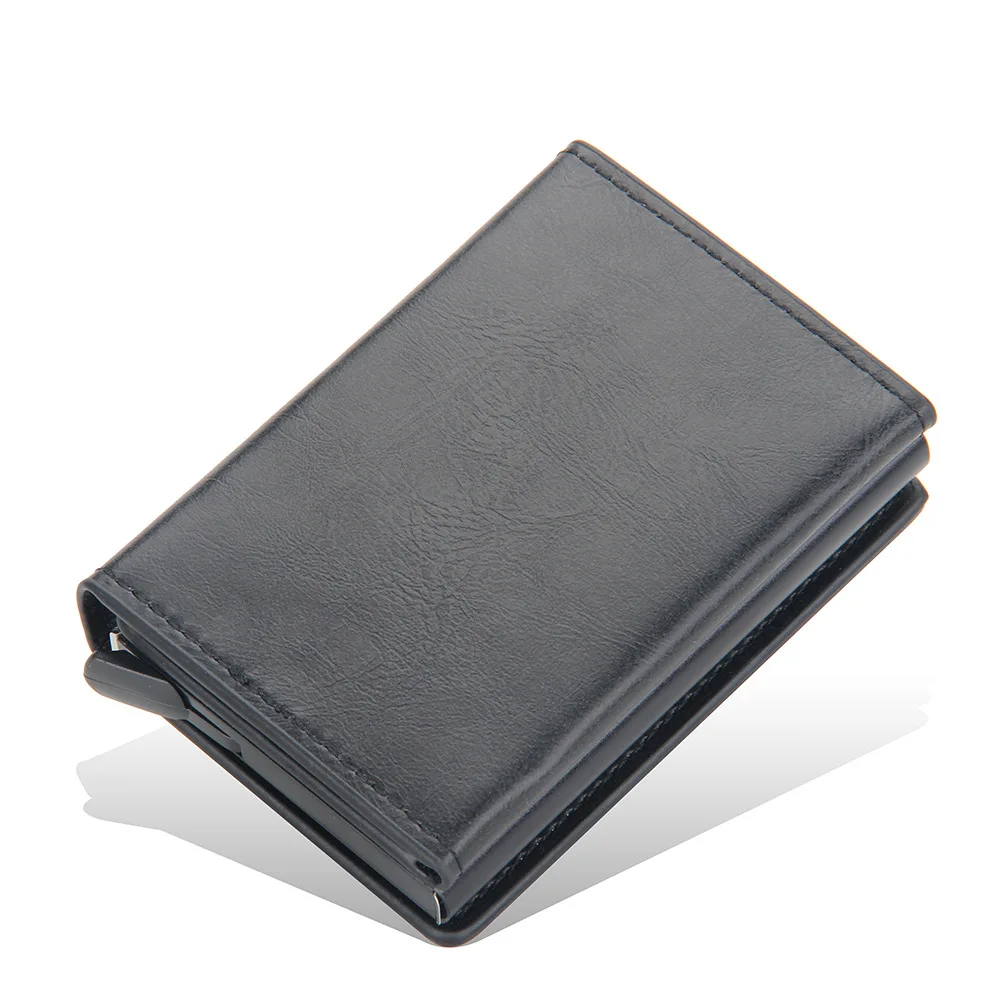 Sleek RFID Blocking Leather Card Holder with Magnetic Buckle