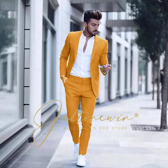 

Wedding Groom Mens Suits 2 Piece Jacket Pants Set Tuxedo Business Blazer Masculino Elegant Dress Men's Suits Blazer Sets