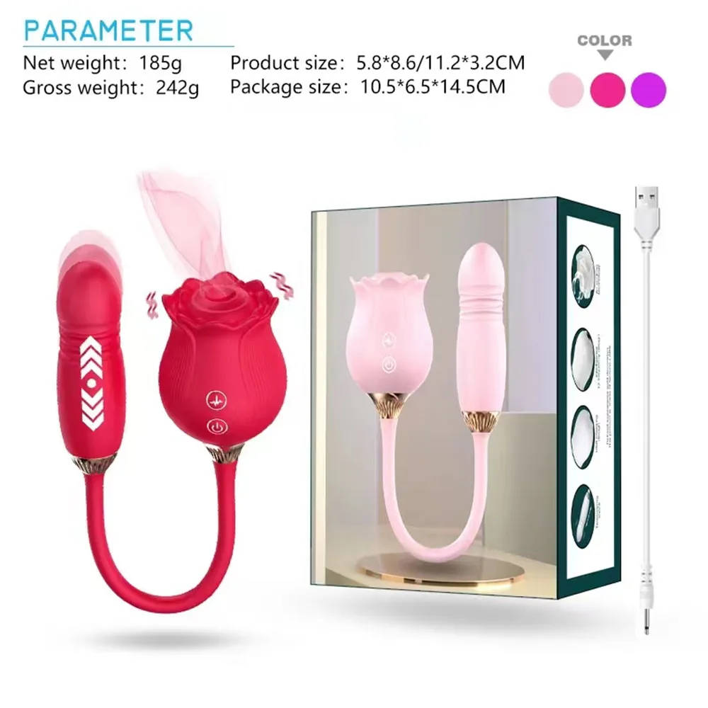 Mini Small Red Pink Purple Sex Toys Dildo Rose Vibrator Women Sex Toys 12 Frequency Sucking Stretching Modes Adult sex toys