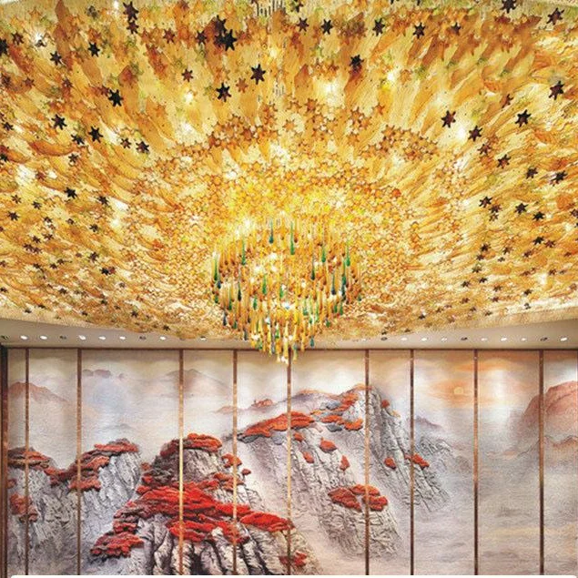 

Hotel lobby crystal lamp sales department sand table hall hotel club villa duplex stair engineering custom chandeliers
