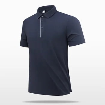 Polo Premium da Uomo Senza Cuciture con Colletto a T, Stampa Larga e Maniche Corte