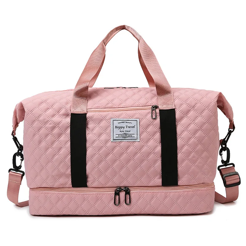 Fashionable Short Distance DiamonD Grid Dry Wet Separation SportS Handbag, Yoga Fitness Bag, Large CapaCity Shoe Compartment