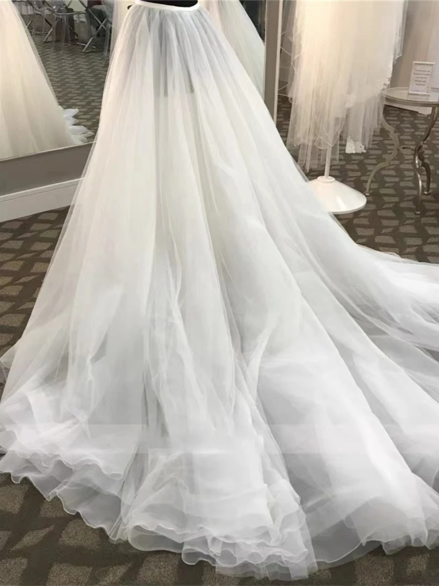 Tulle Detachable Train Wedding Removable Skirt For Dresses Luxury Bridal Overskirt Bow wedding dresses