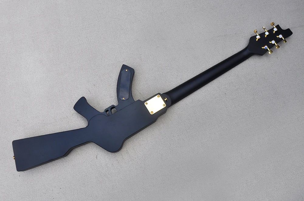 6 弦マットブラックガンシェイプエレキギター、22 フレット