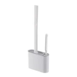 Wall - Mounted Silicone Toilet Brush Set with Flexible Flat Head (Grey)
