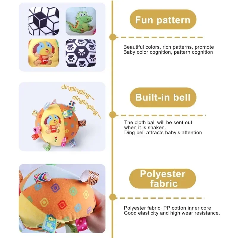 Chewable Pet Toy Ball Plush Dog Toy Balls with Sound Bell Relieve Boredom Entertain Pet with Cute Puppy Toys Plush Material Pet