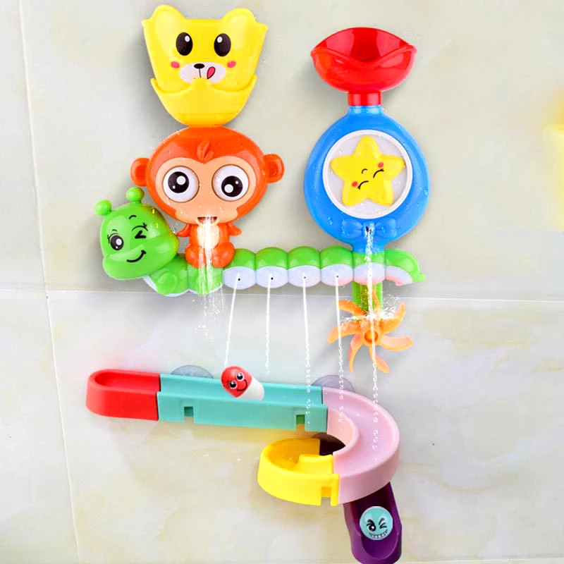 DIY Kids Bath Toys Wall Suction Cup Marble Race Run Track Bathroom