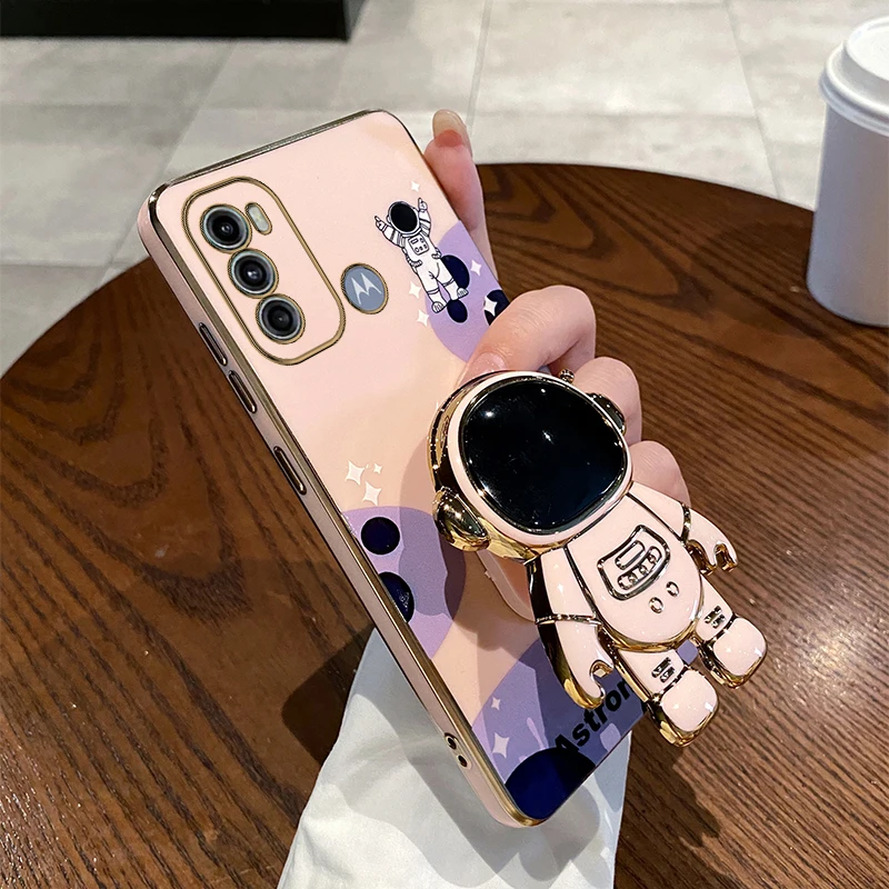 Cute Astronaut Plating Phone Holder Case - Stylish Protective Cover