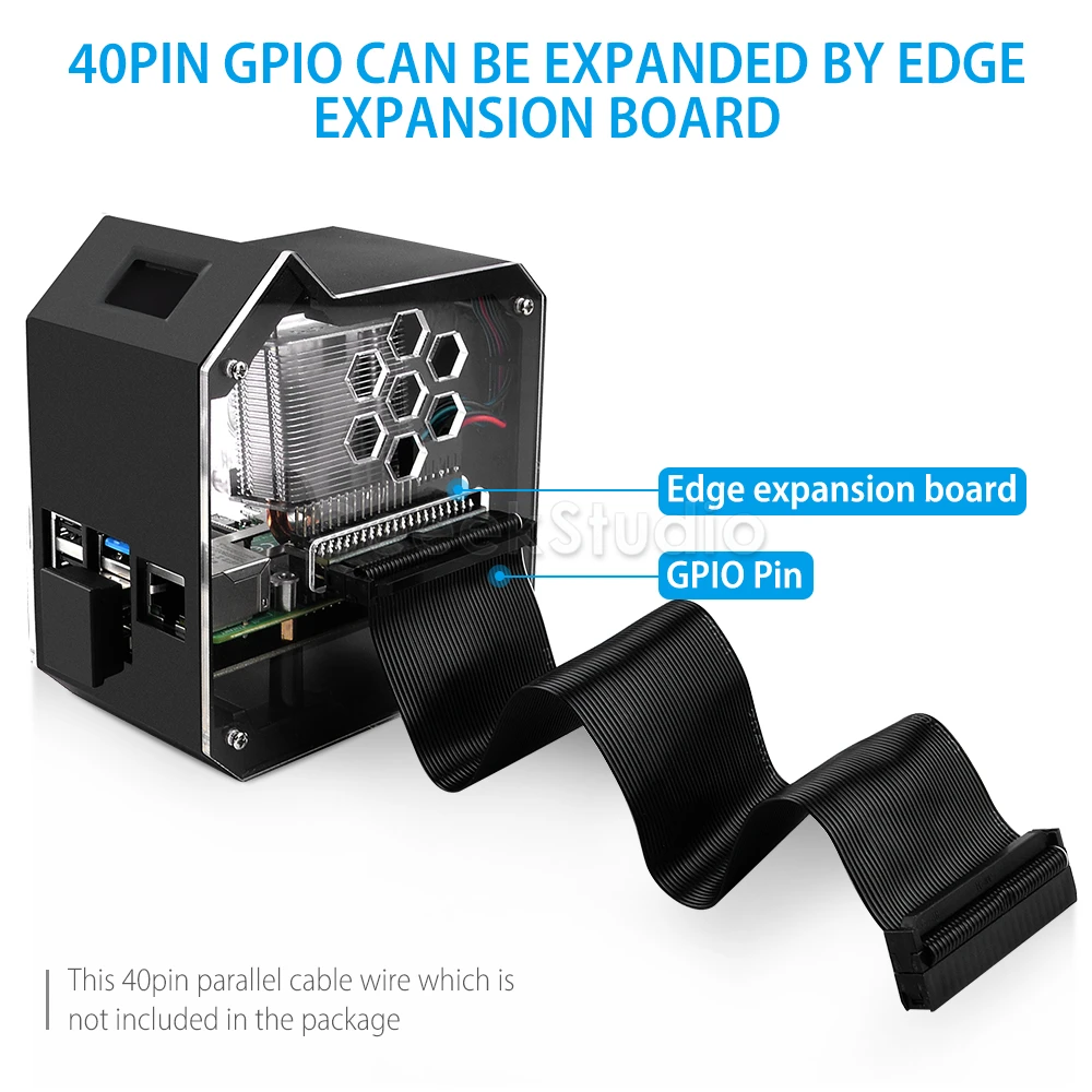 Abs Mini Tower Enclosure Case Ventilador Programável Rgb Placa Adaptadora Ssd M.2 Sata Shell Kit Nas para Raspberry pi b Novo - Imagem 5