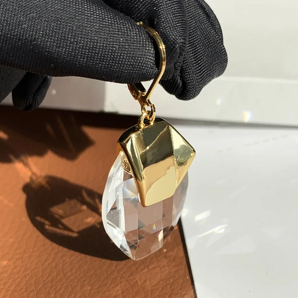 

New Fashion Transparent Crystal Geometric Pendant Drop Earrings Women Luxury Designer Brand Jewelry Trend 2023