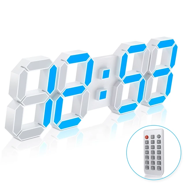 Deeyaple 3d LED digitale Wanduhr Farbe Uhr 15 Zoll große leuchtende Tisch  Wecker Zeit Datum Temperatur Anzeige Schlafzimmer